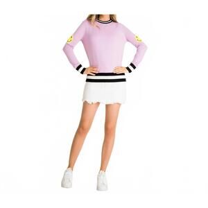 NEW HOITY TOITY smiley patch sweater in lavender